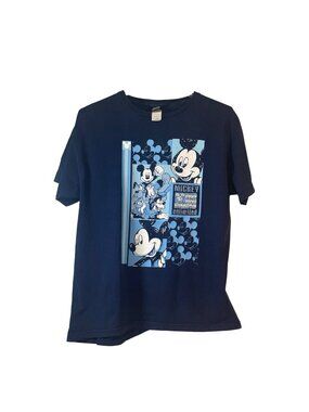 Mickey Unlimited Mens T-Shirt Navy Size Large 100% Cotton Graphic Print Short Sl